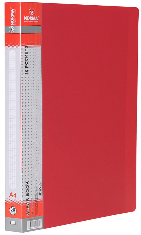 Папка з файлами NORMA (5027-01N), PP, А4, червона, 600/25 мкм, 30 файлів